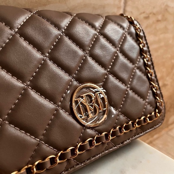 Badgley Mischka Taupe Quilted Crossbody Bag - Picture 2 of 8